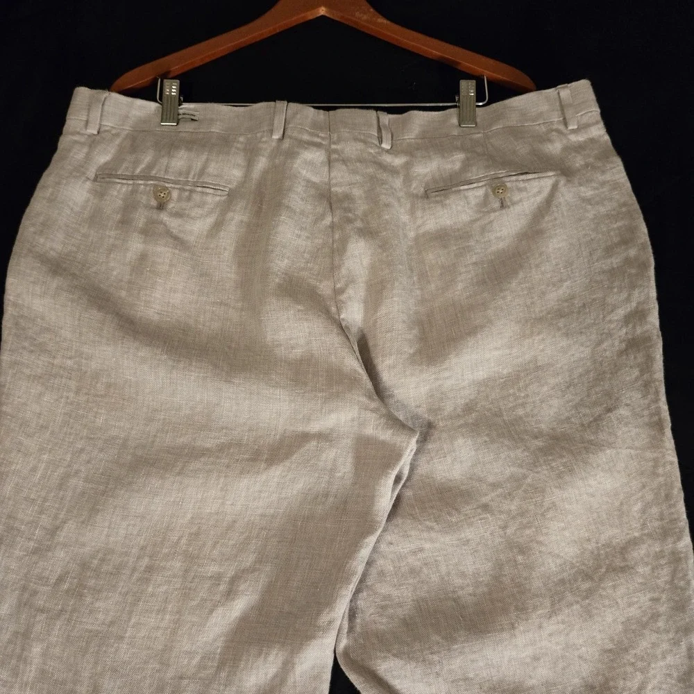 Joseph Abboud Dress Pants Mens 42x30 Beige Linen Flat Front‎ Straight Leg Summer